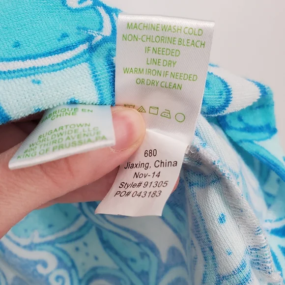 Lilly Pulitzer Brigitte Blue & White Terry Cloth Swim Sleeveless Cover Up Sz. XS - Picture 7 of 10